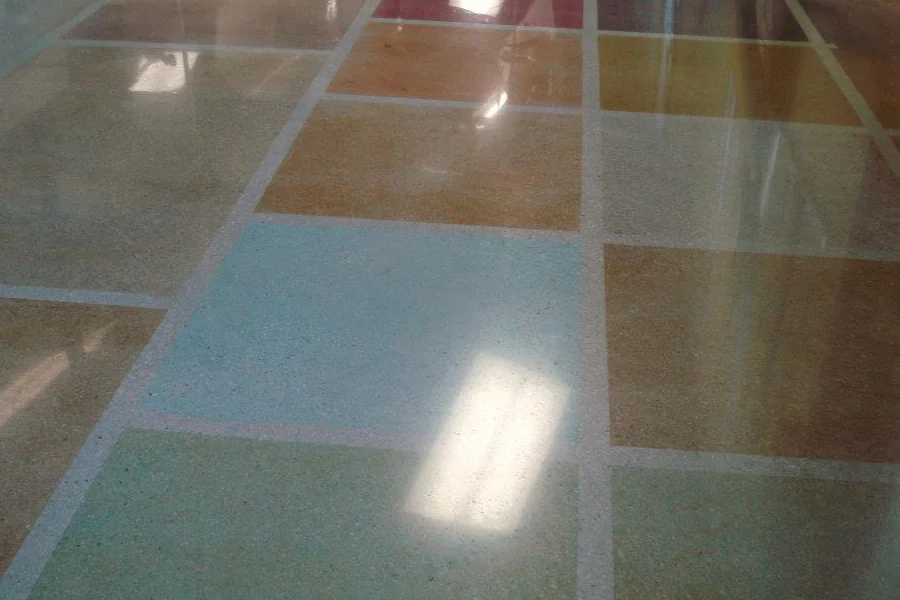 Polished concrete floor with smooth finish